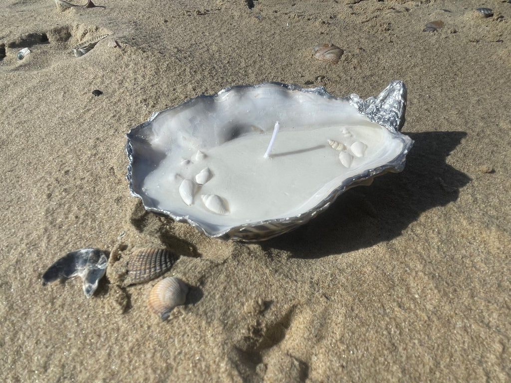 Oyster shell candle