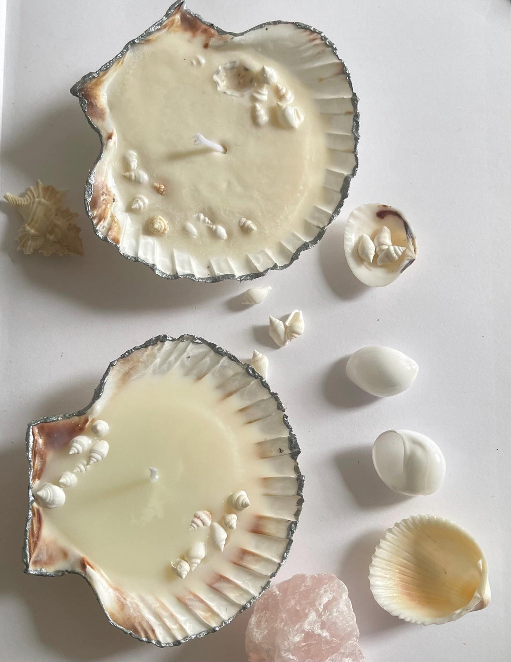 handmade candle, scallop shell