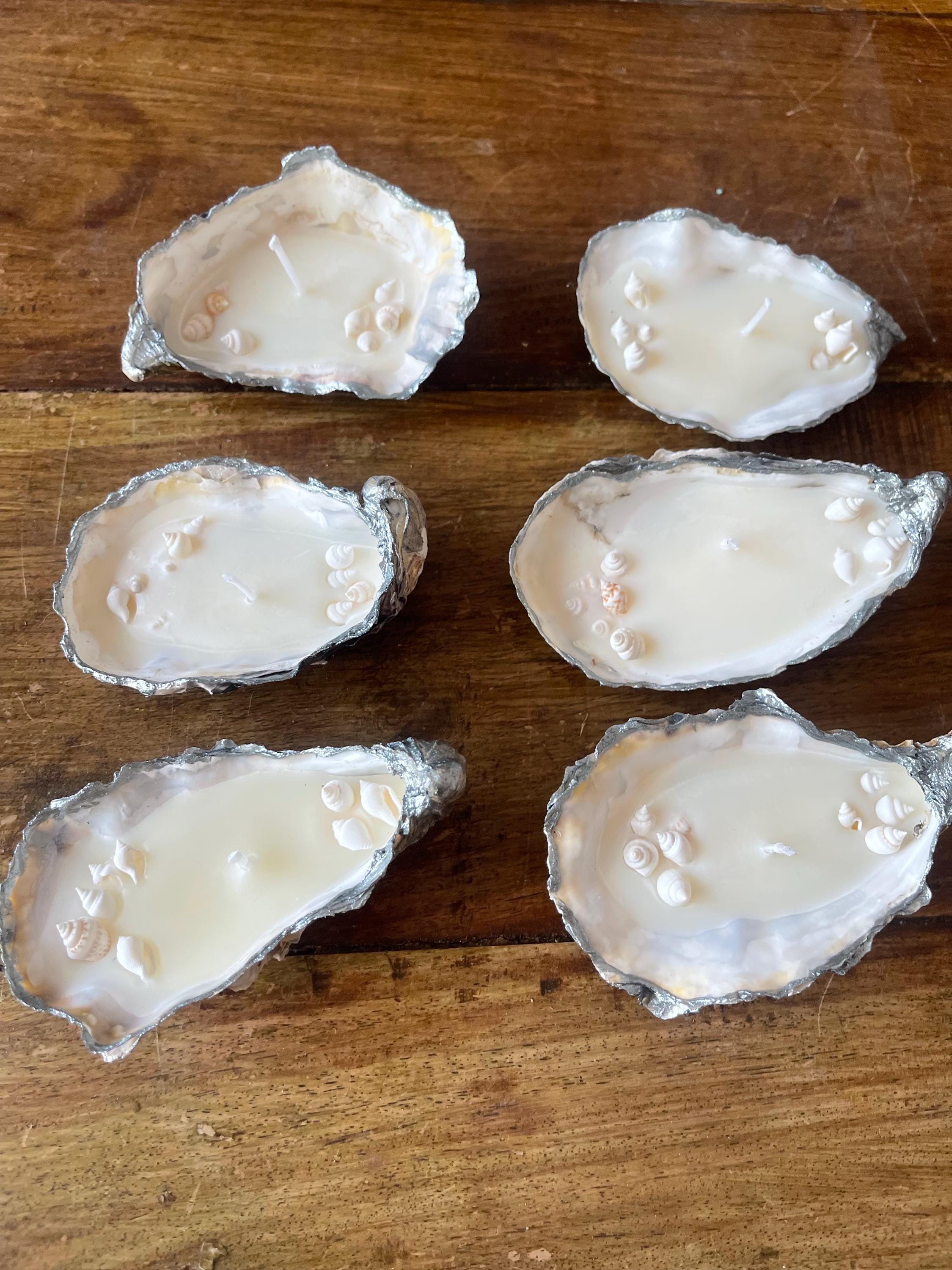 Handmade candles, oyster shells