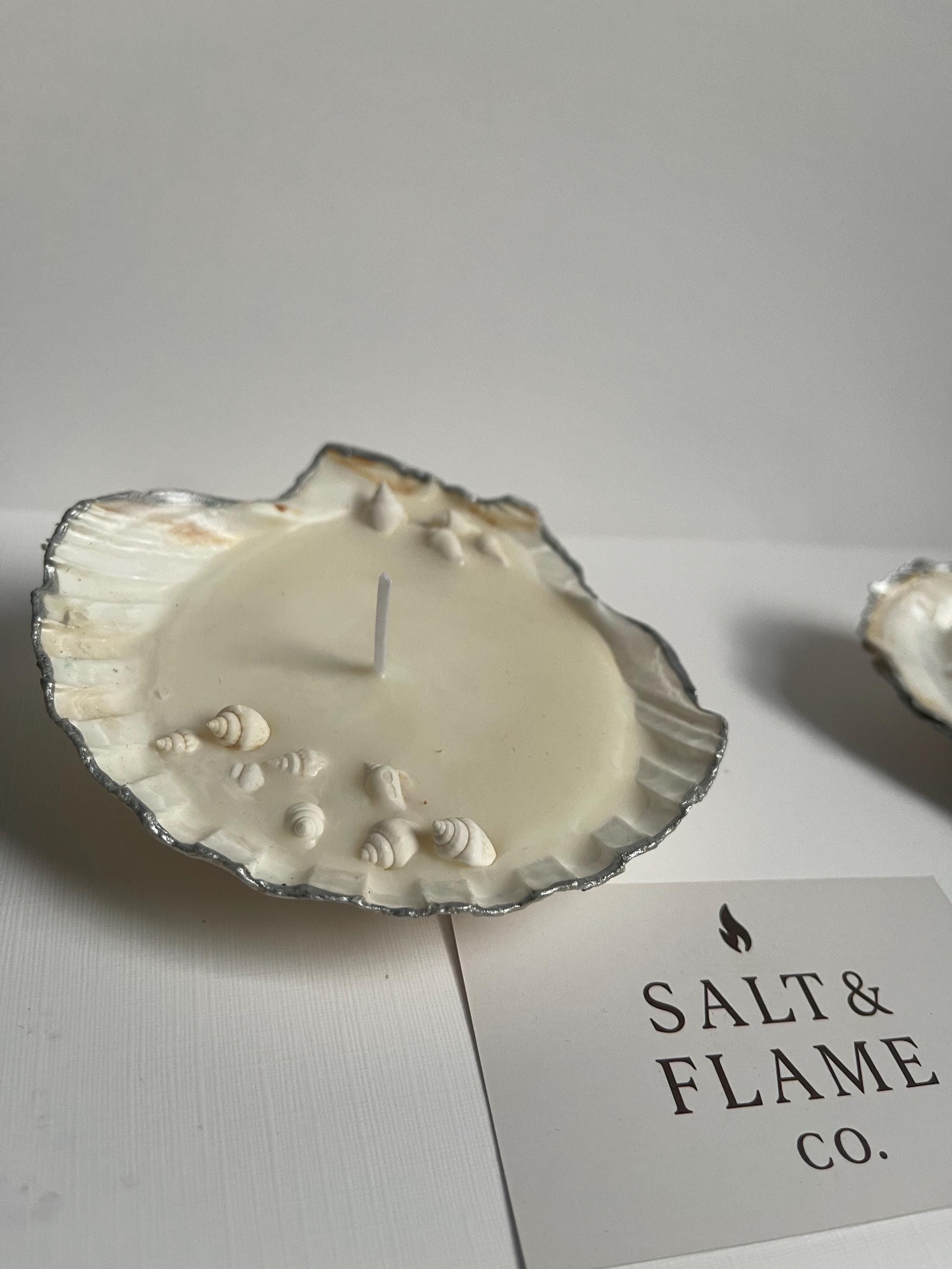 Seashell Candle Gift Set – Oyster & Scallop Pair | Coastal Aesthetic Decor | Handmade Shell Candles | Ocean-Inspired Gift Box