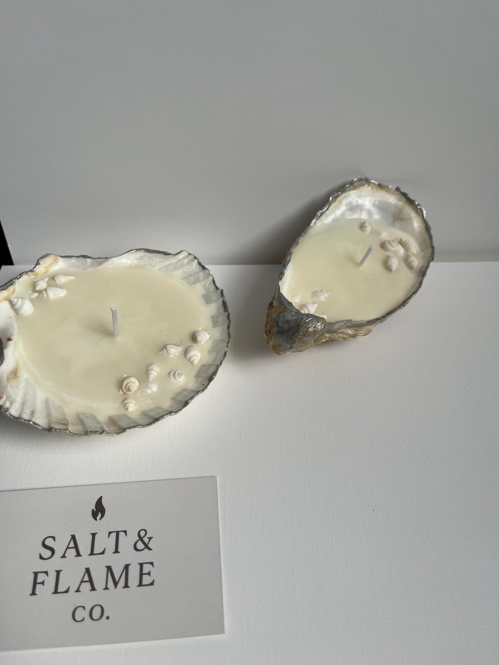Seashell Candle Gift Set – Oyster & Scallop Pair | Coastal Aesthetic Decor | Handmade Shell Candles | Ocean-Inspired Gift Box